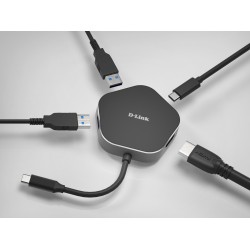 D-Link Dub-M420 Stacja Dokująca Przewodowa Thunderbolt 3 Aluminium, Czarny