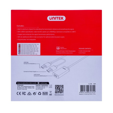 Unitek Wzmacniacz Sygnału Usb 2.0, 10M, Premium