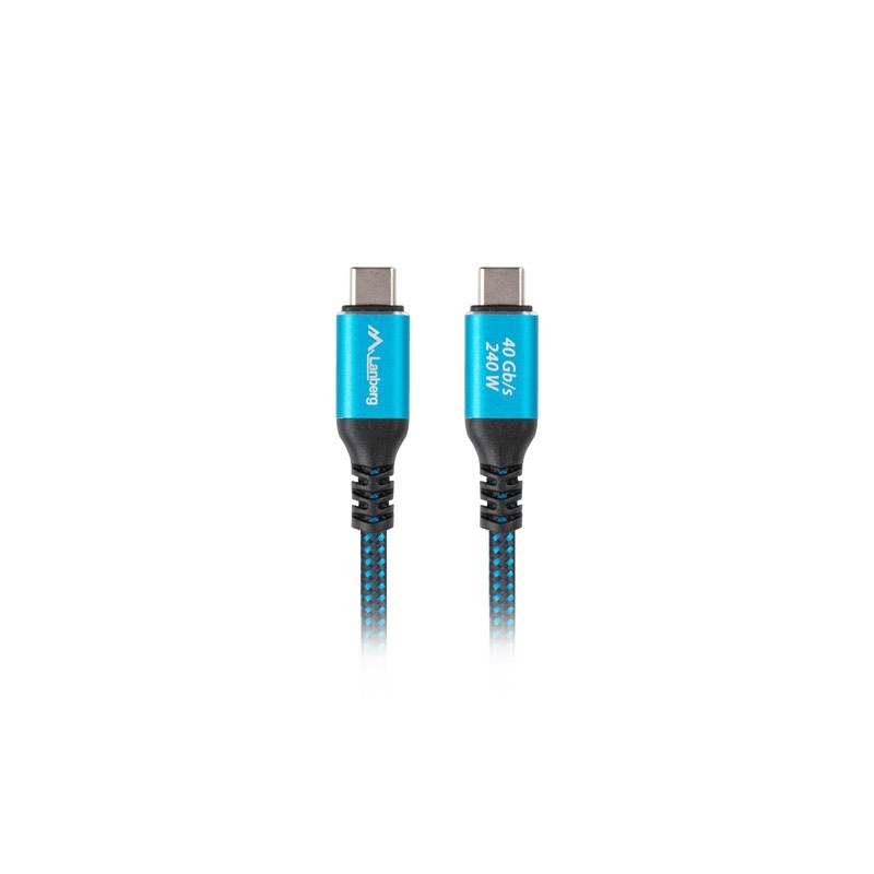 Lanberg Kabel Usb-C M/M Usb4 0.5M 240W 8K 60Hz Czarno-Niebieski