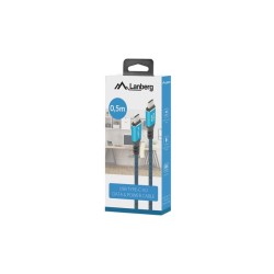 Lanberg Kabel Usb-C M/M Usb4 0.5M 240W 8K 60Hz Czarno-Niebieski