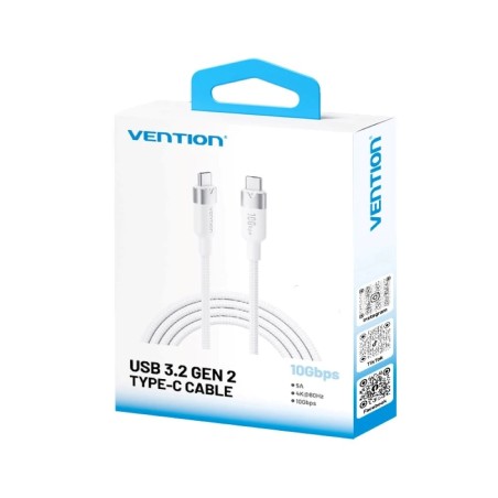 Kabel Usb-C Do Usb-C Vention Usb 3.2 5A 10Gbps 1M Biały