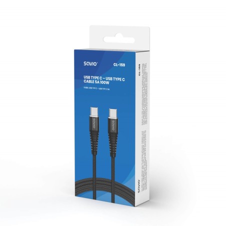 Savio Kabel Usb Typ C - Usb Typ C 5A, 1M Cl-159