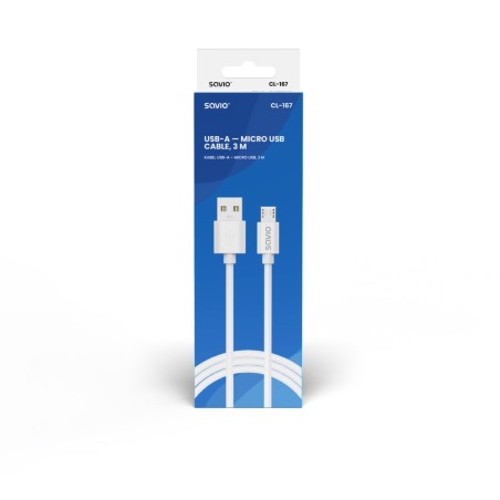 Savio Kabel Usb-A – Micro Usb, 3 M, Biały, Cl-167