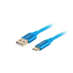 Kabel Lanberg Premium Qc 3.0 Ca-Usbo-22Cu-0018-Bl (Usb 2.0 Typu A M - Usb Typu C M  1,8M  Kolor Niebieski)