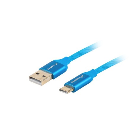 Kabel Lanberg Premium Qc 3.0 Ca-Usbo-22Cu-0010-Bl (Usb 2.0 Typu A M - Usb Typu C M  1M  Kolor Niebieski)
