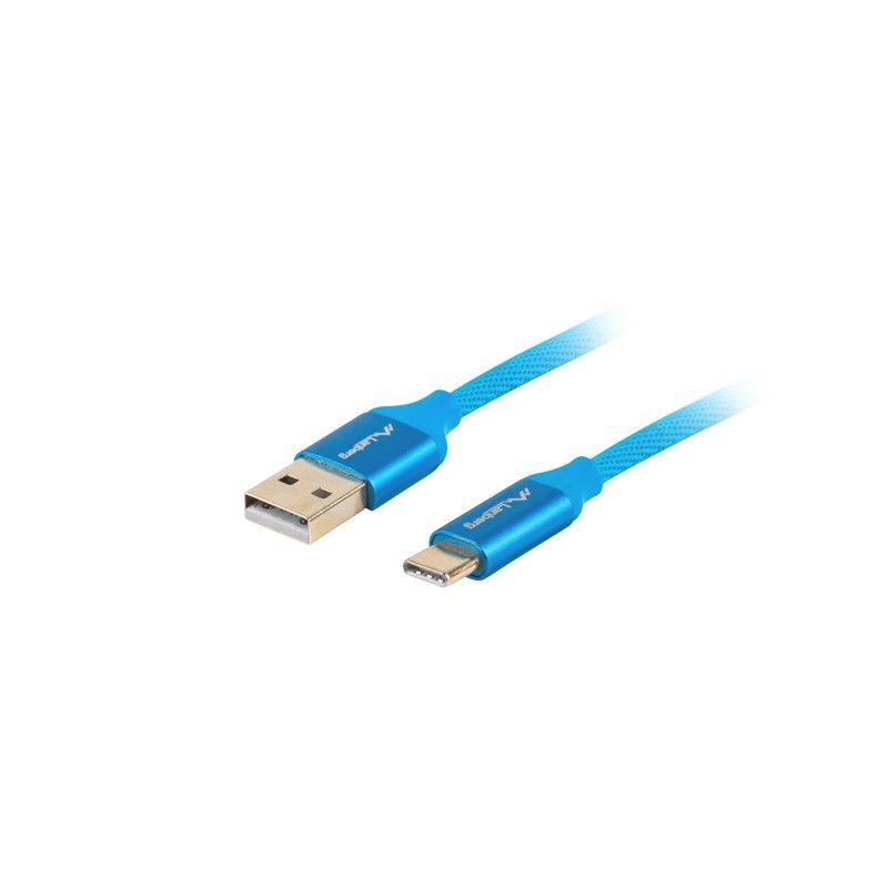 Kabel Lanberg Premium Qc 3.0 Ca-Usbo-22Cu-0010-Bl (Usb 2.0 Typu A M - Usb Typu C M  1M  Kolor Niebieski)