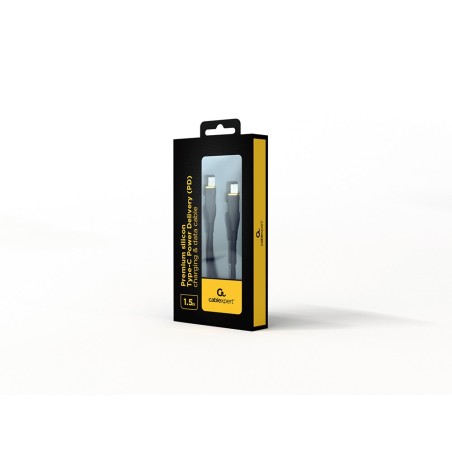 Gembird Kabel Usb Typ-C Power Delivery (Pd) 60 W, "Premium Silicon", Oplot Silikonowy, 1.5 M, Czarny