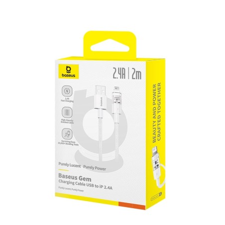 Kabel Baseus Gem Typ Usb Typ A - Lightning 2.4A 2M (Biały)