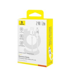 Kabel Baseus Gem Typ Usb Typ A - Lightning 2.4A 2M (Biały)
