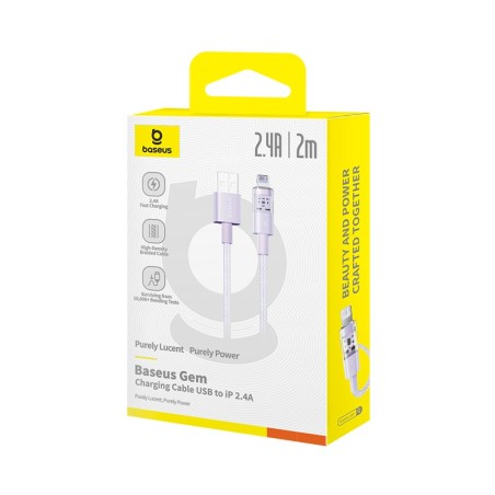 Kabel Baseus Gem Typ Usb Typ A - Lightning 2.4A 2M (Fioletowy)