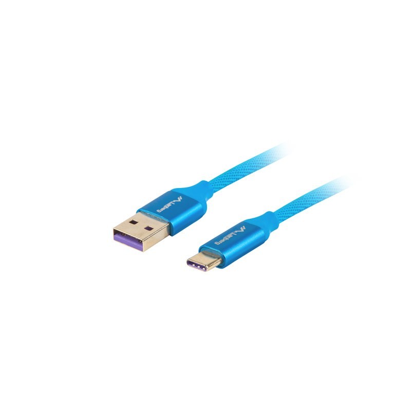 Kabel Lanberg Ca-Usbo-21Cu-0010-Bl (Usb 2.0 Typu A - Usb Typu C   1M  Kolor Niebieski)