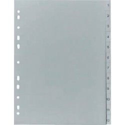 Przekładki Numeryczne A4 1-15, Szare, Polipropylenowe, Biella 470415-00