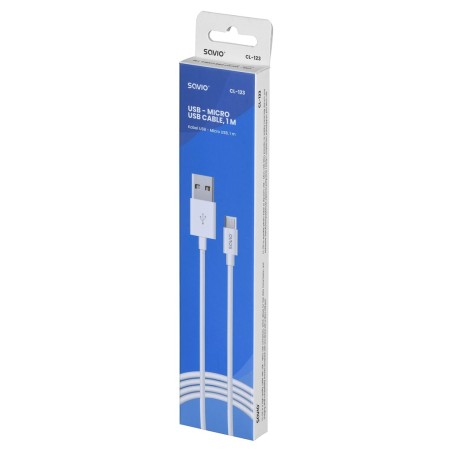 Kabel Savio Cl-123 (Micro Usb - Usb 2.0   1M  Kolor Biały)