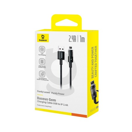 Kabel Baseus Gem Typ Usb Typ A Do Ip 2.4A 1M (Czarny)