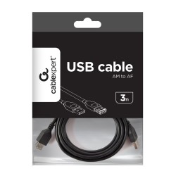 Kabel Gembird Ccp-Usb2-Amaf-10 (Usb 2.0 Typu A F - Usb 2.0 Typu A M  3M  Kolor Czarny)