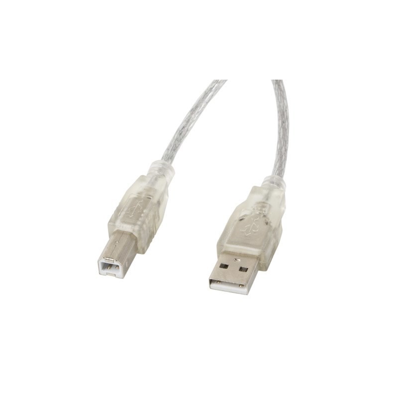 Kabel Lanberg Ca-Usba-12Cc-0030-Tr (Usb 2.0 M - Usb 2.0 Typu B M  3M  Kolor Przeźroczysty)