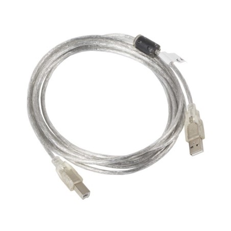 Kabel Lanberg Ca-Usba-12Cc-0030-Tr (Usb 2.0 M - Usb 2.0 Typu B M  3M  Kolor Przeźroczysty)
