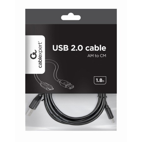 Kabel Gembird Ccp-Usb2-Amcm-6 (Usb 2.0 M - Usb Typu C M  1,8M  Kolor Czarny)