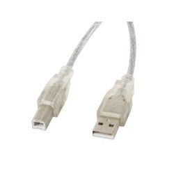 Kabel Lanberg Ca-Usba-12Cc-0018-Tr (Usb 2.0 M - Usb 2.0 M  1,8M  Kolor Przeźroczysty)
