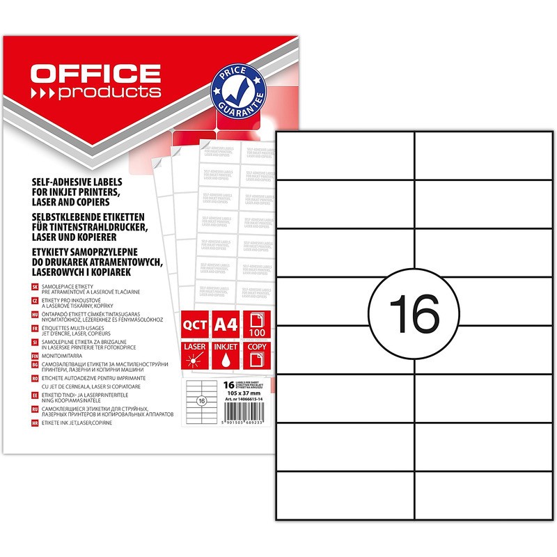 Etykiety Office Products A4 105X37Mm Białe (100)