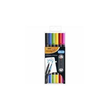 Flamastry Dwustronne Bic Intensity Dual Tip Etui 6Szt, 989694