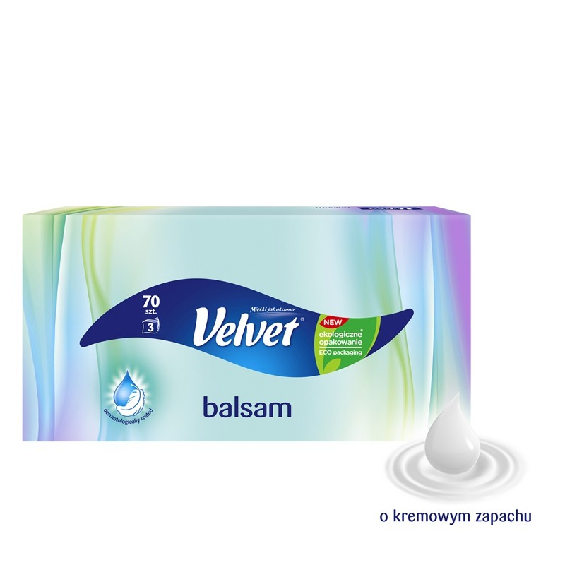 Chusteczki Velvet Balsam O Kremowym Zapachu (70Sztuk) 3 Warstwy