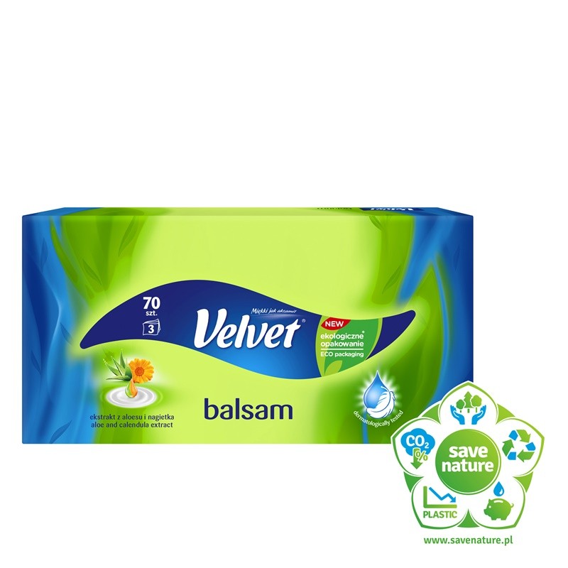 Chusteczki Velvet Balsam Aloesu I Nagietek (70Sztuk) 3 Warstwy