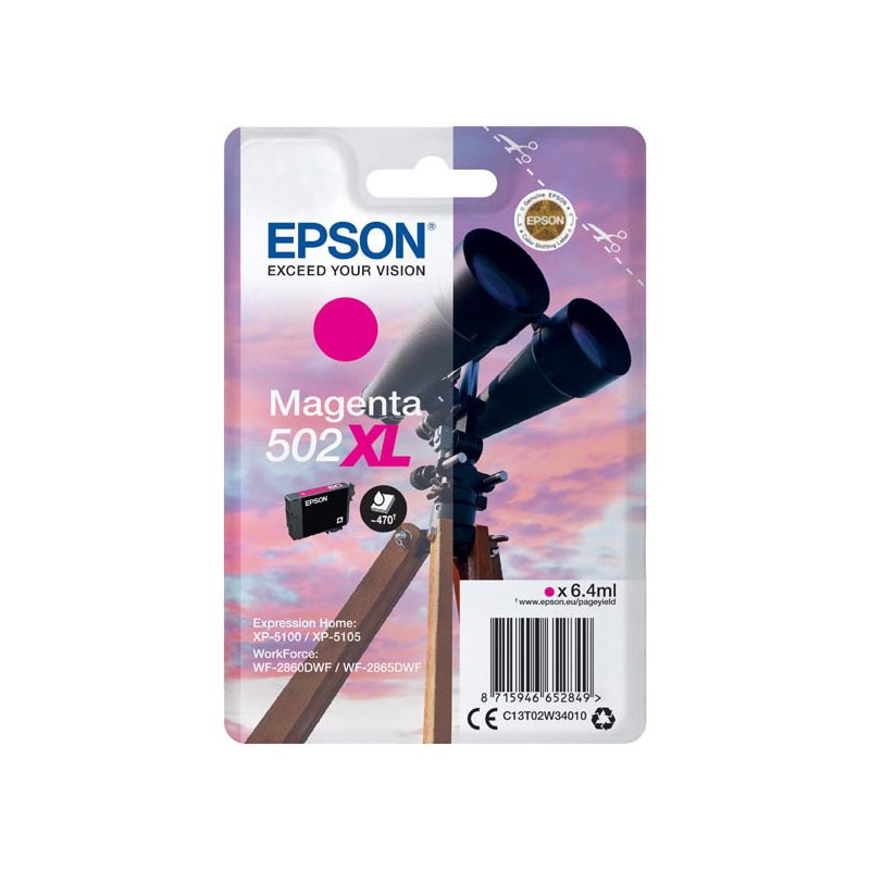 Oryginalny Tusz Magenta Epson 502Xl (T02W3, C13T02W34010)