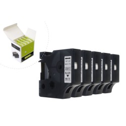 Taśma Jetworld Zamiennik Dymo D1 Czarny Na Białym 6Mm X 7M (5Szt.) Lm100, Lm100+, Lm200, Lm300, Lm400, Lm420P, Lm350, Lm350D, Lm