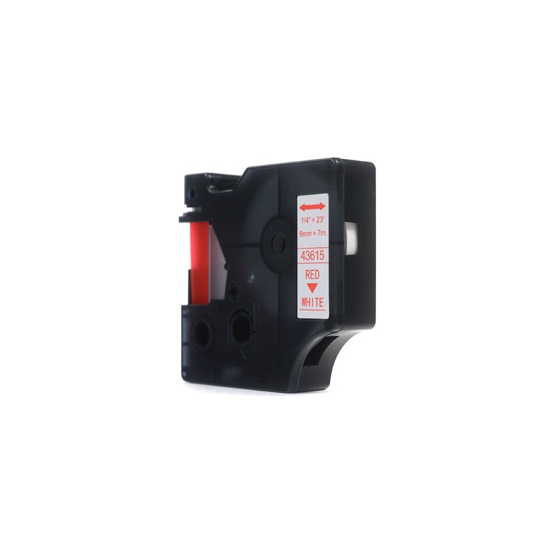 Taśma Jetworld Zamiennik Dymo D1 Czerwony Na Białym 6Mm X 7M  Lm100, Lm100+, Lm200, Lm300, Lm400, Lm420P, Lm350, Lm350D, Lm360D,