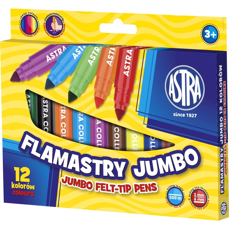Flamastry Astra Jumbo 12 Kolorów, 314110001