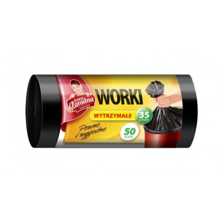 Anna Zaradna Worki 35L Na Śmieci Wytrzymałe Hdld Czarne (50 Szt.) Wns0516/40