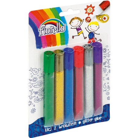 Klej Z Brokatem Fiorello 13Ml*6 Kolorów