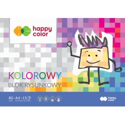Blok Rysunkowy Kolorowy A4, 80G, 15 Ark, Happy Color Ha 3708 2030-09