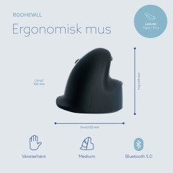 Ergonomiczna Mysz R-Go Pele He Lewa Bluetooth Sidabrina
