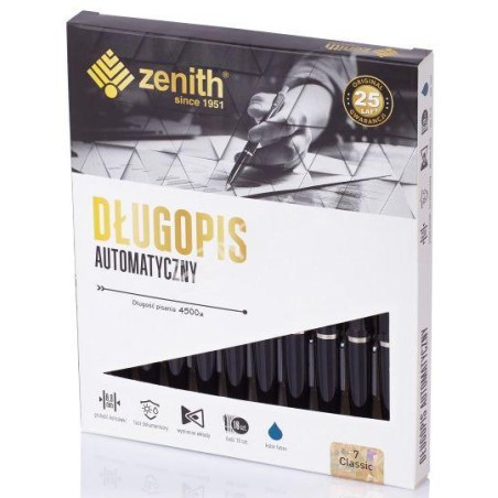 Długopis Automatyczny Zenith 7 - Box 10 Sztuk, Czarny, Classic, 0.8Mm, 4071001