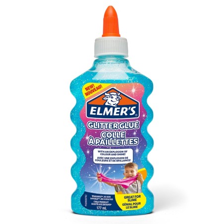 Elmers Klej Brokatowy, Niebieski, Zmywalny I Przyjazny Dzieciom, 177Ml, 2077252 .