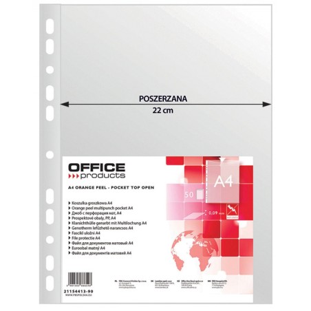 Koszulki Na Dokumenty , Poszerzane, Pp, A4, Groszkowe, 90Mikr., 50Szt., Typu Office Products 21154413-90