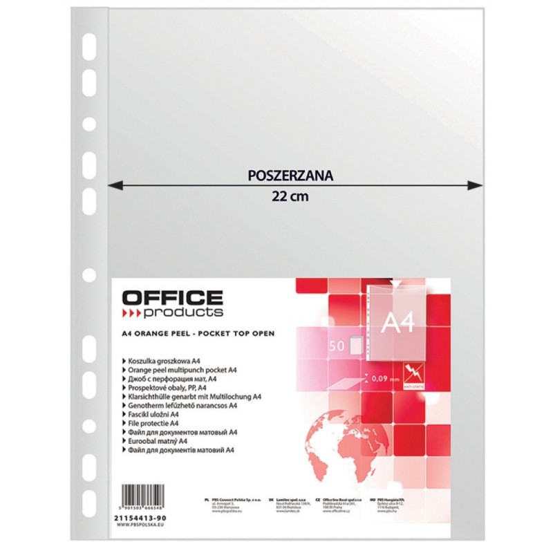 Koszulki Na Dokumenty , Poszerzane, Pp, A4, Groszkowe, 90Mikr., 50Szt., Typu Office Products 21154413-90