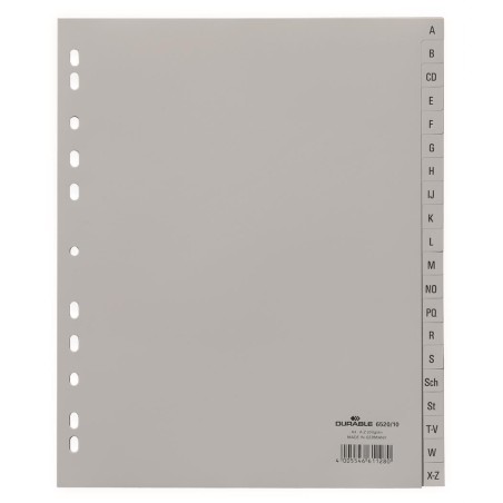 Przekładki Pp A4 Szare, Nadr. Indeks, A-Z, 20 Części Szary 652010 Durable