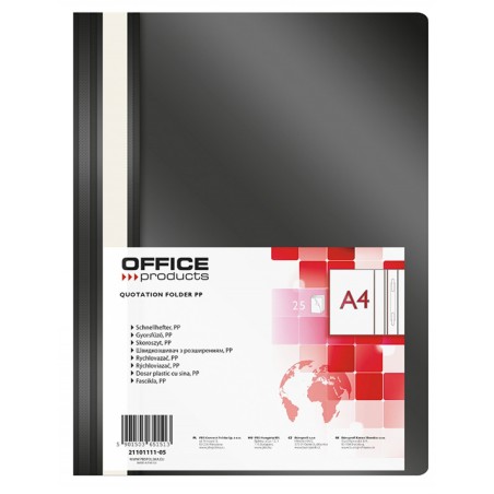 Skoroszyt , Pp, A4, Miękki, 100/170Mikr., Czarny, Typu Office Products 21101111-05