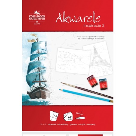 Blok Rysunkowy 2 Akwarele A4 20 Arkuszy 320G Blo-Inaka2-00505 Koh-I-Noor