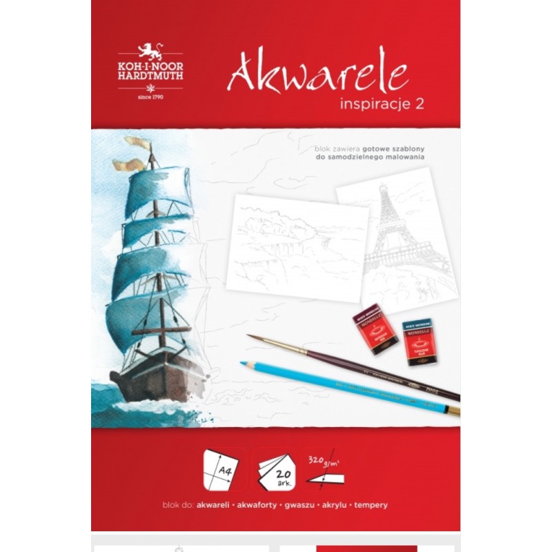 Blok Rysunkowy 2 Akwarele A4 20 Arkuszy 320G Blo-Inaka2-00505 Koh-I-Noor