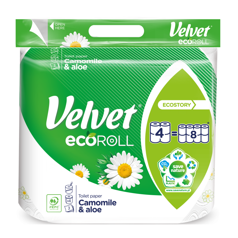 Papier Toaletowy Velvet Ecoroll Rumianek & Aloes 4 Rolki