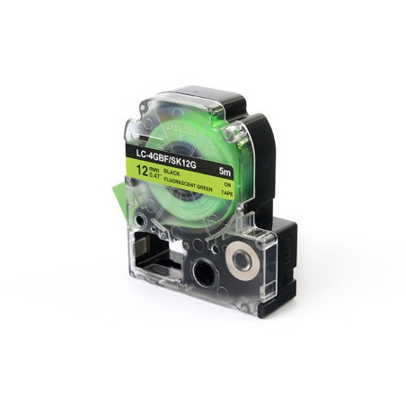 Taśma Jetworld Czarny Na Fluorescencyjnym Zielonym Zamiennik Epson 12Mm X 5M Lc-4Gbf (Lc4Gbf, Sk12G)