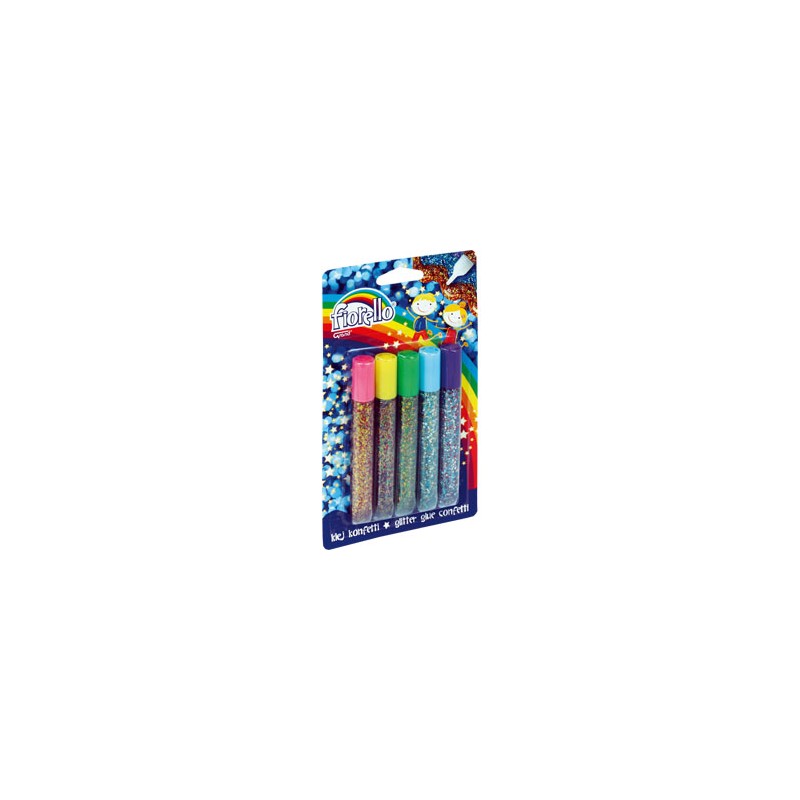 Klej Brokatowy Konfetti Fiorello Gr-Kk13 B5, 5 Kolorów X 13Ml 170-2231