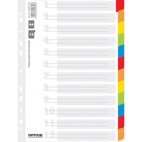 Przekładki Kartonowe Office Products A4 Z Laminowanymi Indeksami Numerowane
