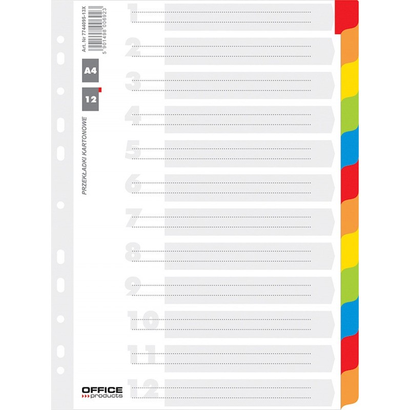 Przekładki Kartonowe Office Products A4 Z Laminowanymi Indeksami Numerowane